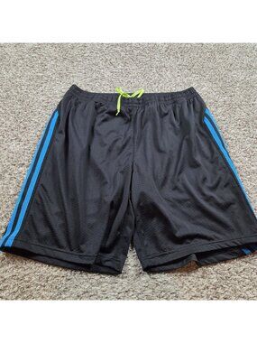 Adidas Climacool Shorts Mens Large Black Blue Gym Training 3 Stripe